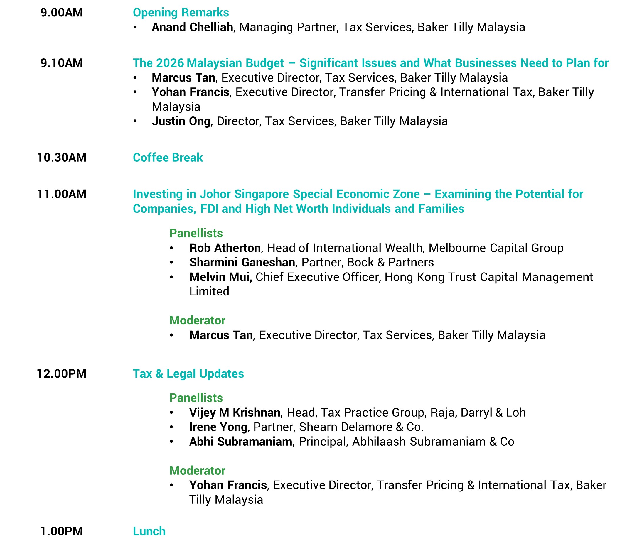 Tax & Budget Webinar programme